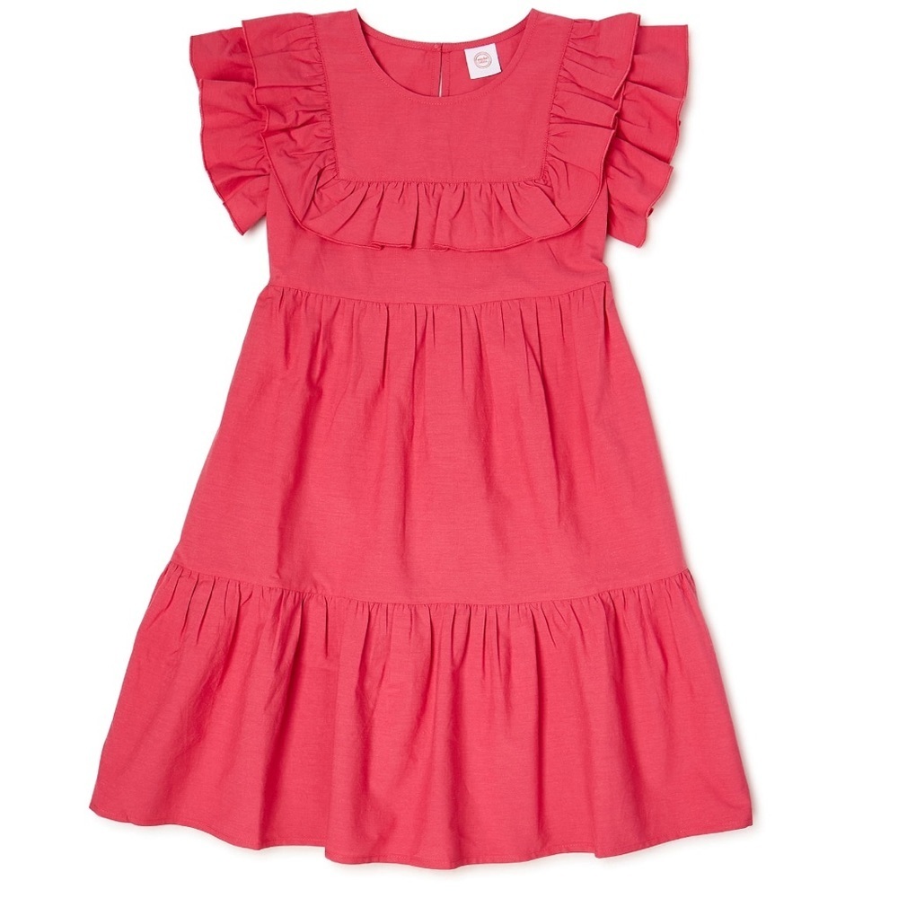 Wonder Nation Girls Ruffle Yoke Dress, Size XL 14/16 Plus